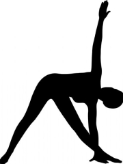 Yoga pose Trikonasana (cropped)